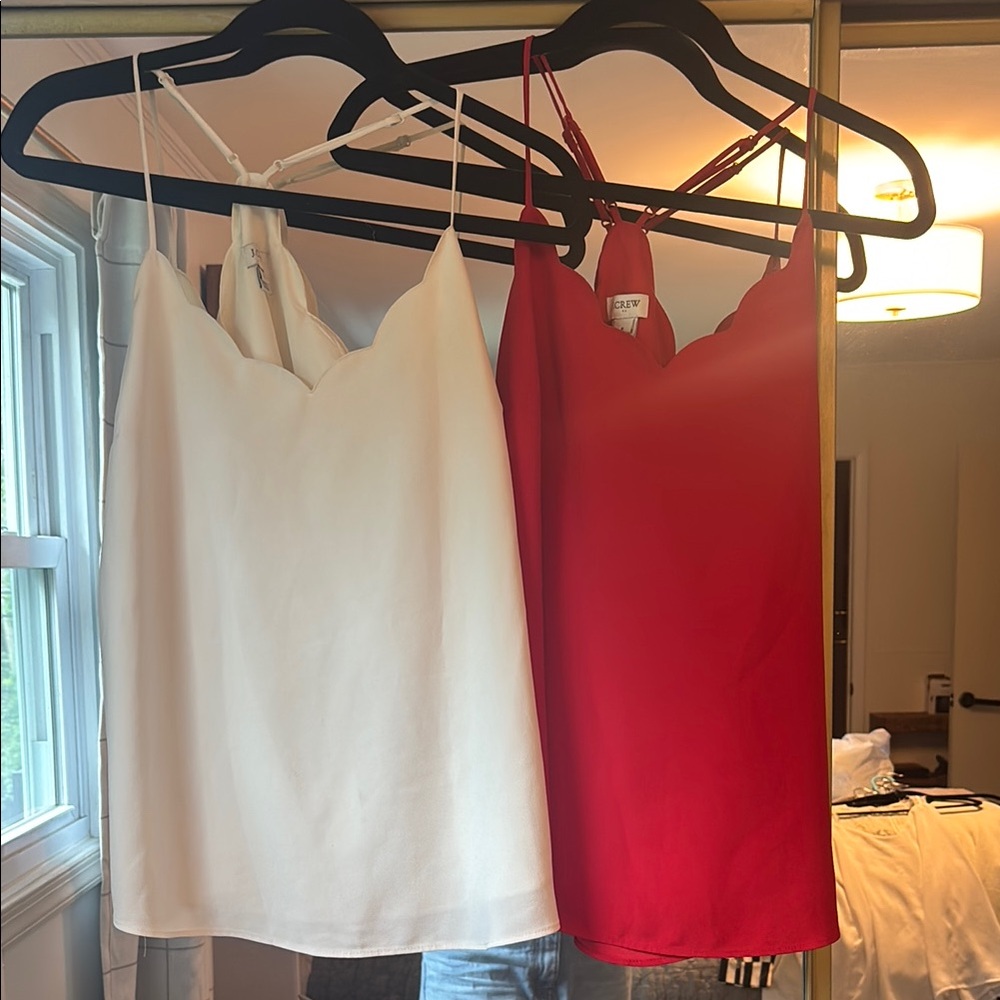 J. Crew White and Red Sleeveless Camisoles